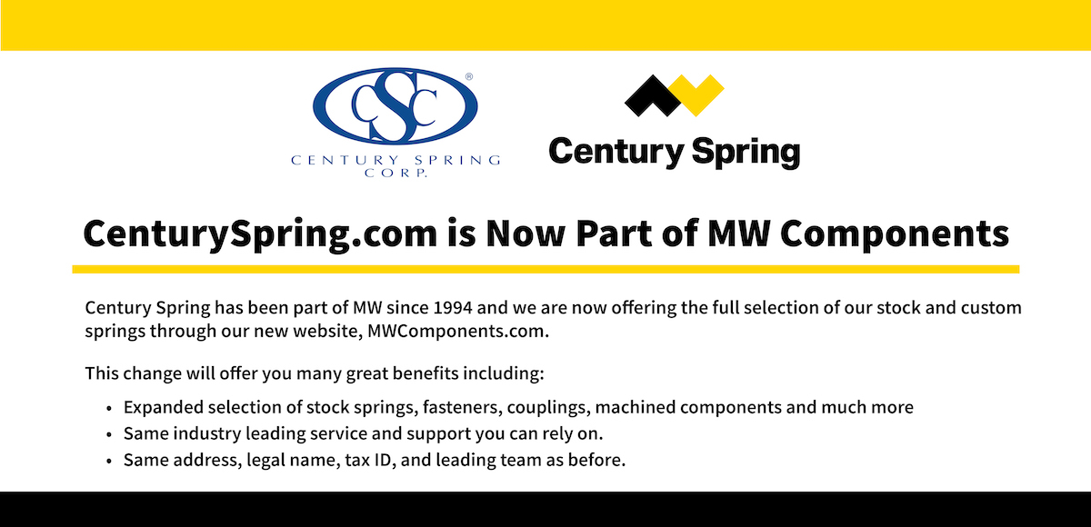 CenturySpring.com is now part of MWComponents.com